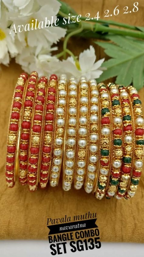 Moti Bangles Design, Coral Bangles Gold Indian, Coral Bangles, Pearl Bangles Gold, Indian Brides Jewelry, Coral Jewelry Vintage, Black Opal Engagement Ring, Ruby Chain, Traditional Bangles