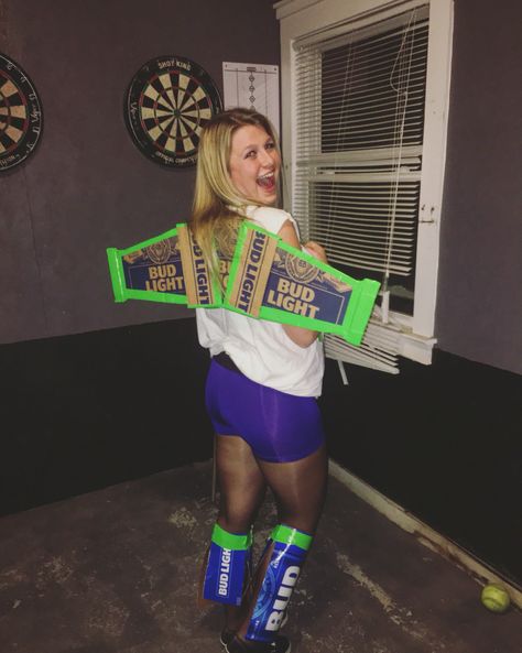 Bud Light Year Bud Light Year Costume, Light Costume Diy, Bud Light Costume, Light Costume, Beer Costume, Bud Light Beer, Clever Halloween, Toy Story Buzz, Creative Valentines