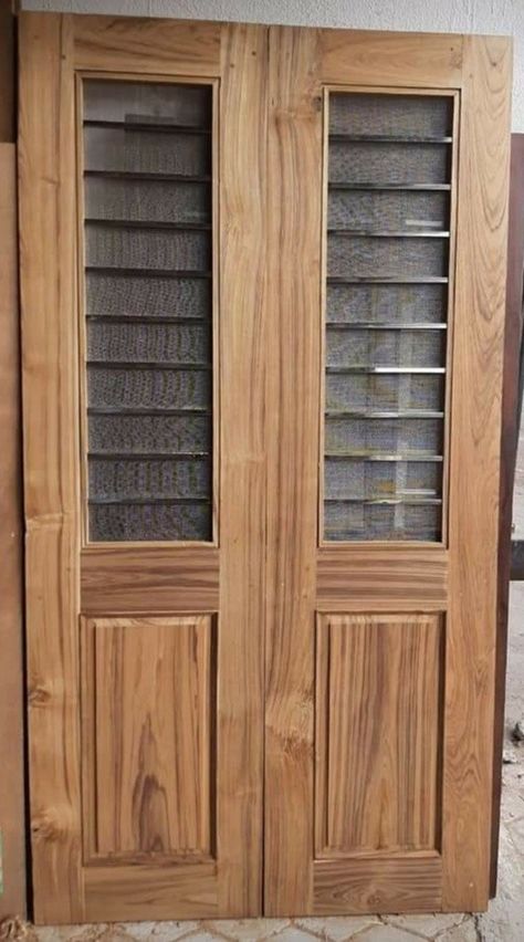 Teakwood Safety doors Double Door Safety Door, Double Door Safety Door Design, Double Door Jali Design, Gril Doors, Wooden Safety Door Design, Double Door Design Wood Jali, Wooden Double Front Doors, Pakistani Architecture, Safety Doors