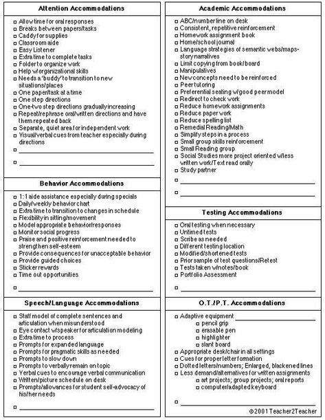 Classroom Accommodations Checklist, Accommodations Checklist For Teachers, 504 Accommodations Cheat Sheets, Iep Checklist, 504 Plan Accommodations, 504 Accommodations, Classroom Accommodations, Iep Accomodations, 504 Plan