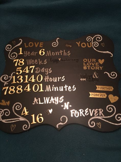 1 year and 6 month anniversary gift! Supplies from Hobby Lobby! Made from scratch! 💕😋 1 Year And 6 Months Anniversary, 6 Month Anniversary Quotes, I Dont Want Anyone, 6 Months Anniversary, Writing Designs, Monthsary Gift, 6 Month Anniversary, Month Anniversary, One Month Anniversary