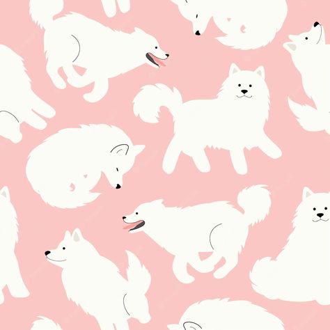 Cute Samoyed, Dog Background, Samoyed Dog, Healthy Dog Treats Homemade, Samoyed Dogs, Vector Background Pattern, Dog Illustration, Pattern Background, Dog Art