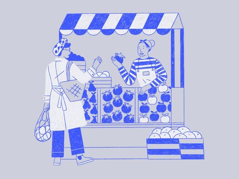 Food Market | Behance Fruit Market Illustration, Farmers Market Illustration, Rye Lane, Food Stand Design, Market Illustration, Standing Banner Design, Directory Design, Borough Market, Beach Meals