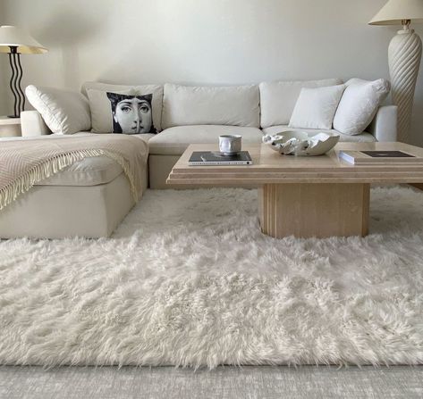 Rug In Living Room On Carpet, Rug On White Carpet, Carpet Cover Up Ideas Temporary, Apartment With Carpet Living Rooms, Small Bedroom Carpet Ideas, Carpet Under Couch, Carpet On Top Of Carpet Ideas, All Carpet Apartment Decor, Carpet Home Ideas