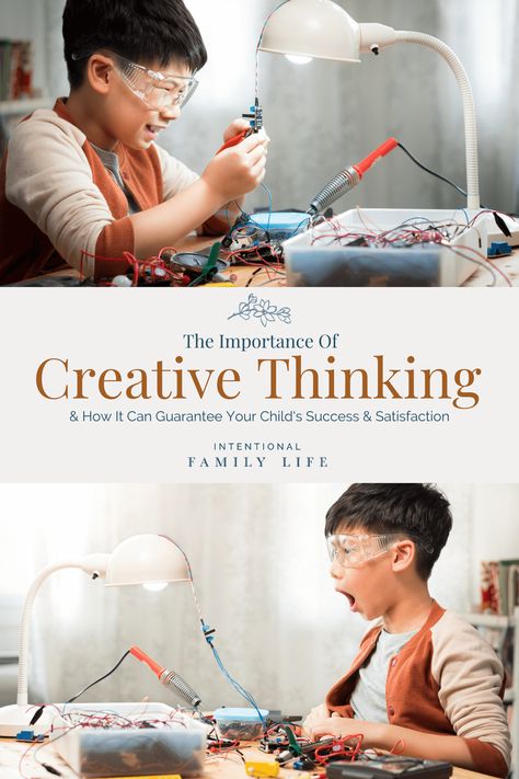 Creative thinking is the ability to consider something in a new way. Looking at something with a fresh perspective is at the heart of creative problem solving. It's also a skill that experts know will be advantageous for our kids later in life. There are ways to build and practice these skills: creative thinking activities for kids; art; games; problem solving exercises; and so many more ideas for kids to strengthen their creative thinking skills. www.intentionalfamilylife.com Creative Thinking Activities, Interdisciplinary Learning, Divergent Thinking, Creative Thinking Skills, Team Quotes, Positive Parenting Solutions, Art Games, Family Fun Day, Activities For Boys