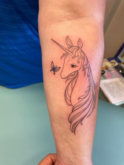 Mlp Tattoo Ideas, The Last Unicorn Tattoo, Last Unicorn Tattoo, Mlp Tattoo, Mythical Tattoos, Typewriter Font Tattoo, My Little Pony Tattoo, Pegasus Tattoo, Font Tato