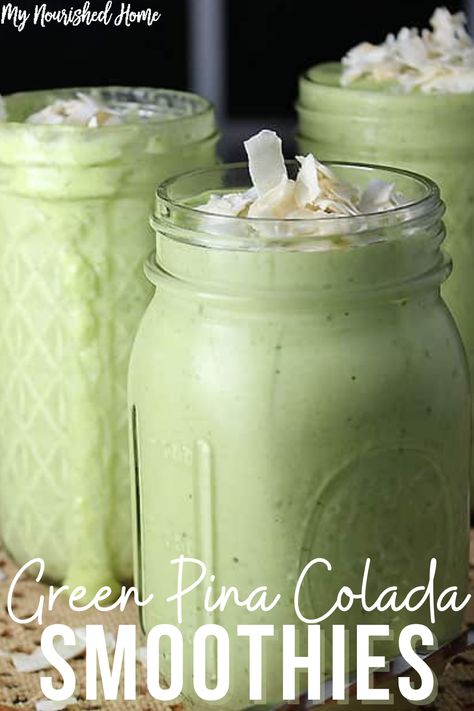 Get your healthy green vegetables in for breakfast with this Healthy Green Pina Colada Smoothie. It's a smoothie everyone in the family will love. #pinacoladasmoothies #smoothie #breakfastsmoothie #greens Sweet Green Smoothie, Healthy Pina Colada, Green Shakes, Green Breakfast, Pina Colada Smoothie, Veggie Smoothies, Easy Holiday Recipes, Easy Drink Recipes, Spinach Smoothie