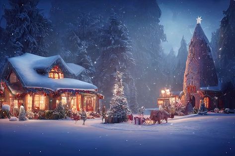 Scène De Noël En Plein Air Illustration ... | Premium Photo #Freepik #photo #paysage-noel #village-hiver #neige-noel #arbre-neige Air Illustration, Village Photo, Magical Christmas, Christmas Wallpaper, Winter Scenes, Premium Photo, Plein Air, Disney, Christmas