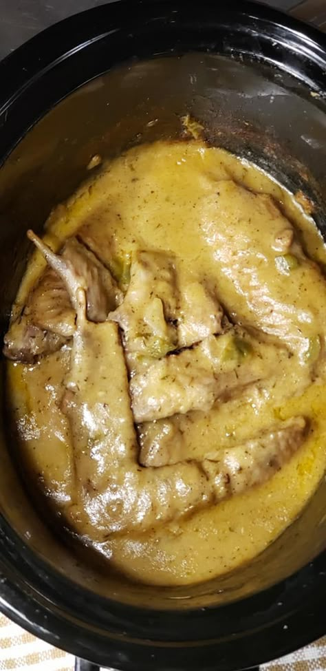 Delicious Easy To Make Slow Cooked Smothered Turkey Wings in a crock pot Smothered Turkey Wings Crockpot Easy Recipes, Smothered Turkey Necks Crock Pot, Turkey Wings Recipe Smothered Crockpot, Turkey Wings Recipe Soul Food Crock Pot, Turkey Wings Recipe Crockpot Crock Pot, Crockpot Smothered Turkey Wings, Turkey Wings In Crockpot, Southern Turkey Wings, Smoother Turkey Wings