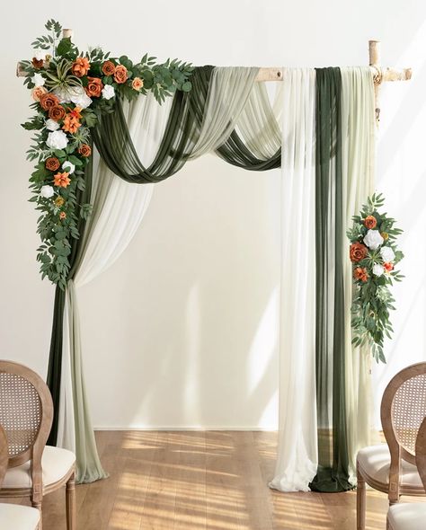 Olive Green Wedding Arch, Olive Green Backdrop, Ramadhan Decoration, Flower Arch Decor, Table Flower Decor, Wedding Drapes, Lantern Flowers, Sweetheart Table Flowers, Bougainvillea Wedding