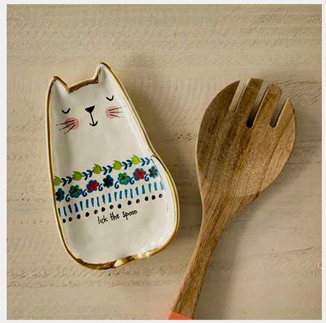 Cat Spoon, Ceramic Spoon Rest, Spoon Rests, Cute Kitty, Ceramic Spoons, Ceramics Pottery Art, Natural Life, Dry Clay, Pottery Painting