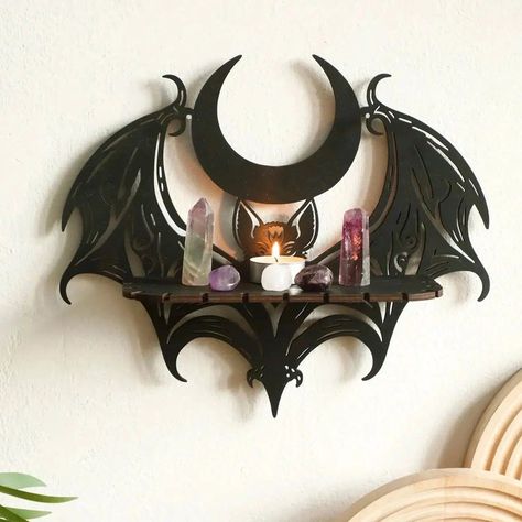 Enchant Your Space with Goth home decor, Gothic decor, Witch room decor, Crystal holder, Moon shelf, Bat shelf, Gothic shelf, Witch decor, Crystal display, Witchy decor, Bat decor, Moon decor, Gothic crystal holder, Witchcraft decor, Gothic room decor, Bat home decor, Gothic wall decor, Witch crystal holder Bat Shelf, Witchcraft Decor, Gothic Wall Decor, Wooden Wall Shelf, Gothic Room, Witch Room Decor, Bat Wall, Crystal Shelves, Crystal Holder