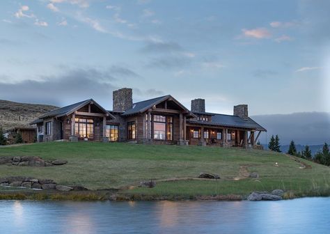 Montana Ranch House, House Built Into Hillside, Ranch House Floor Plans, Mountain Style Homes, Primitive Cabin, Exterior Photography, Rustic Mountain Homes, Taylor Gang, Montana House