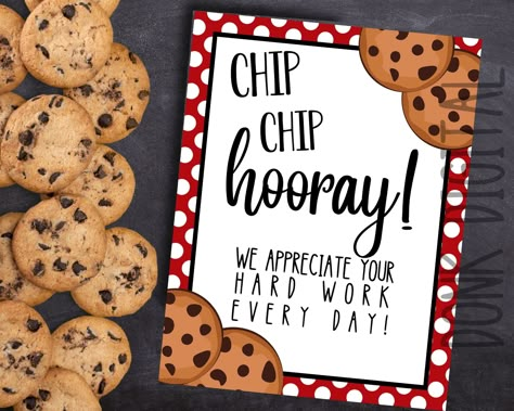 Chip Chip Hooray!! Just add cookies!  Included will be: 1 PDF file - The PDF file will include one 8.5"x11" sheet with appreciation sign! ☆ Please note that no physical item will be sent. Printing is at your own expense *We do not offer Printing Services* For best results, We recommend that you use card stock or a thicker paper for your items. We recommend laminating for long lasting play! - Files are hi-resolution, the listing images here are not. - The files you will receive will be high resol Pta Themes, Chip Chip Hooray, Appreciation Printable, Easter Story, Employee Appreciation Gifts, Staff Appreciation, Classroom Valentine, Neighbor Gifts, Employee Appreciation