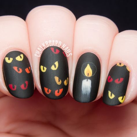 Chalkboard Nails, Black Halloween Nails, Nail Art Halloween, Halloween Manicure, Eye Nail Art, Nail Polish Trends, Best Nail Art Designs, Black Nail, Diy Nail Art