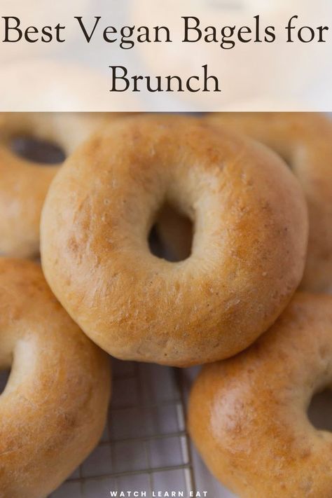 Vegan Bagels Vegan Bagel Recipe, Vegan Bagels, Vegan Bagel, Vegan Brunch Recipes, Vegan Gluten Free Breakfast, Bagels Recipe, Vegan Bread Recipe, Plain Bagel, Quick Easy Vegan