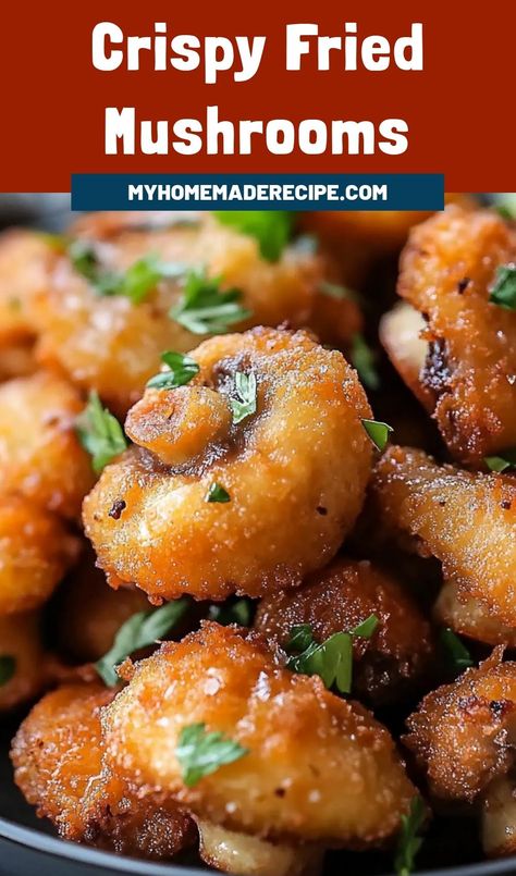 Crispy Oven Fried Garlic Mushrooms, Mushroom Recipes Fried, Fried Mushroom Tacos, Deep Fried Mushrooms Batter, Deep Fried Mushrooms Batter Recipe, Air Fryer Fried Mushrooms, Crispy Fried Mushrooms, Fried Mushrooms Air Fryer, Fried Mushrooms Batter