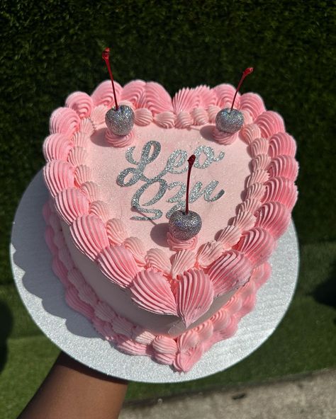 Leo szn is upon us 💗 #heartcake #vintagecake #heartcakes #cakedecorating #cake #nyccakes #nycbakery #nycbaker #buttercream | Instagram Leo Szn Cake, Leo Cake, Leo Szn, Nyc Bakery, Heart Cakes, Heart Cake, Cute Birthday Cakes, Vintage Cake, Butter Cream