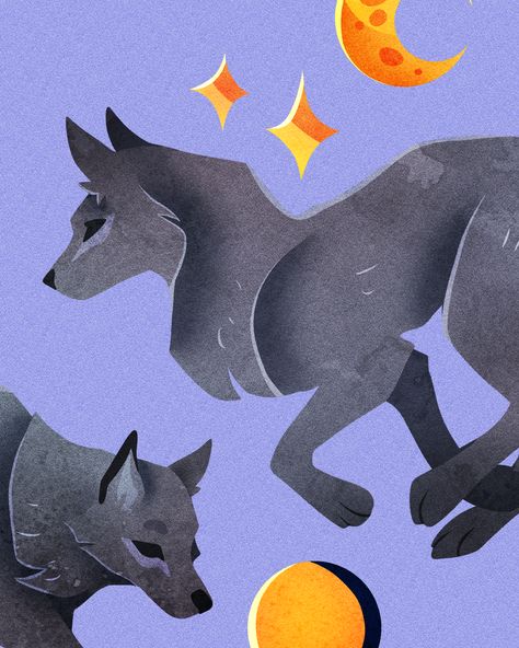 Wolf pack illustrations, clipart set with stars and moon Wolf Doodle, Howling Wolf Art, Creature Doodles, Wolf And Moon Drawing, Wolves Illustration, Wolf Pack Illustration, Moon Moon Wolf, Wolf Howling At Moon Drawing, Lonely Wolf