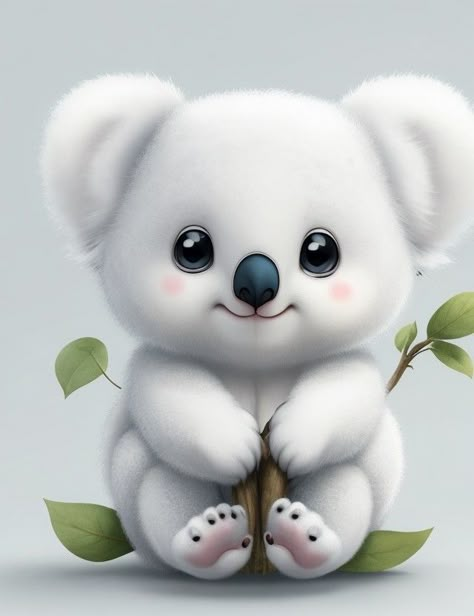 A white kawaii koala Cute Koala Wallpaper, Babysitter Ideas, Koala Wallpaper, Kawaii Koala, Happy Birthday Animals, Cute Koalas, Birthday Animals, Cute Koala Bear, Cute Bunny Cartoon