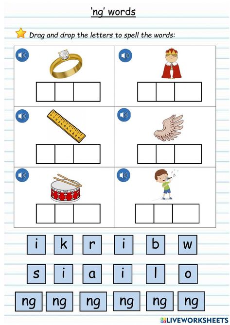 'ng' words Ng Words Worksheets, Ng Words, Words Worksheet, Second Language, Moon, Reading