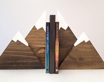 Allison on Etsy Mountain Bookends, Adventure Decor, Wood Hexagon, Bear Nursery Decor, Wood Company, Hexagon Shelves, Mountain Decor, Weathered Oak, Bookshelf Decor