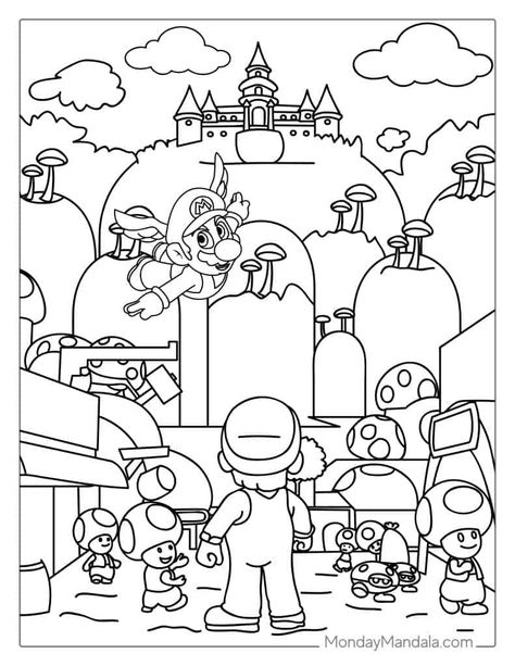 Mario Coloring Page (Free PDF Printables) - Coloring Home Mario Coloring, Super Mario Coloring Pages, Christmas Coloring Sheets, Mario Coloring Pages, Boy Coloring, Kitty Coloring, Pumpkin Coloring Pages, Summer Coloring Pages, Hello Kitty Coloring