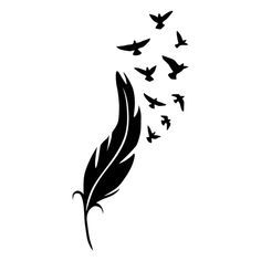 Feather with birds black #AD , #Paid, #AFFILIATE, #black, #birds, #Feather Hexagon Tattoo, Birds Png, Wrist Tattoos Girls, Feather With Birds Tattoo, Masculine Tattoos, Baby Tattoo Designs, Denver Skyline, Black Tattoo Cover Up, City Skyline Silhouette