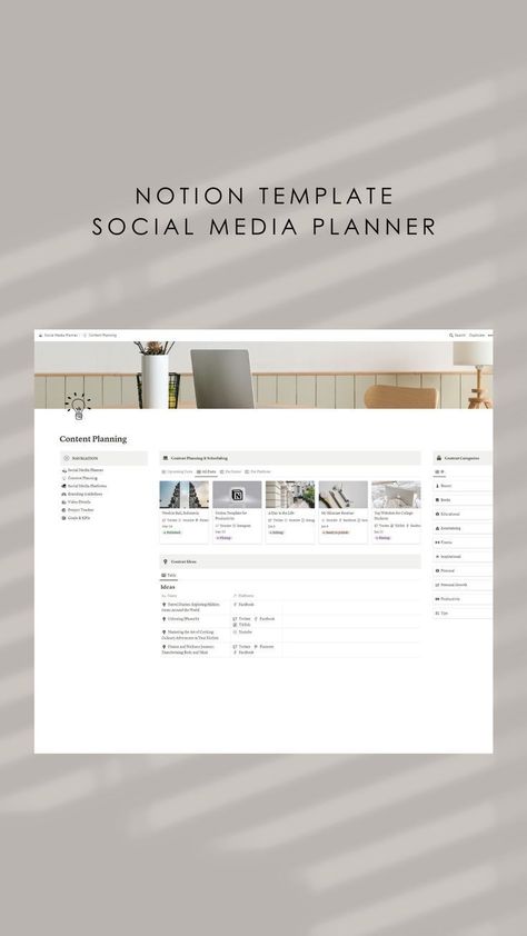 notion free templates for students Notion Template Minimalist, Social Media Planner Template, Etsy Planner, Aesthetic Notion, Notion Dashboard, Small Business Planner, Aesthetic Content, Media Planner, Content Planner