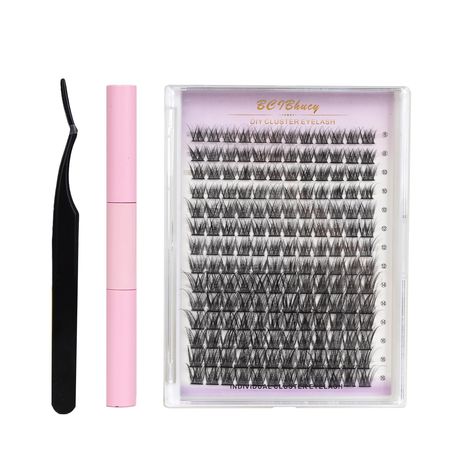 PRICES MAY VARY. 【Beginner-friendly Cluster Lash Kit 】BCIBhucy eyelash clusters kit comes with super affordable 168 pcs of W59 (8-16mm), lashes clusters bond and seal and lash applicator tool, It's a must-have tool for the everyday eyelash extension beginners or enthusiast, allowing you to customize your lashes to your liking, saving you time and money. 【Create a Personalized Lash Look】These set eyelash of cluster lashes are flat and natural, blending more fully with your own eyelashes. Since ev Lashes Clusters, Secret Santa List, Singles Inferno, Eyelash Clusters, Lash Extentions, Wishlist Christmas, Individual Lash Extensions, Lash Kit, Makeup Christmas