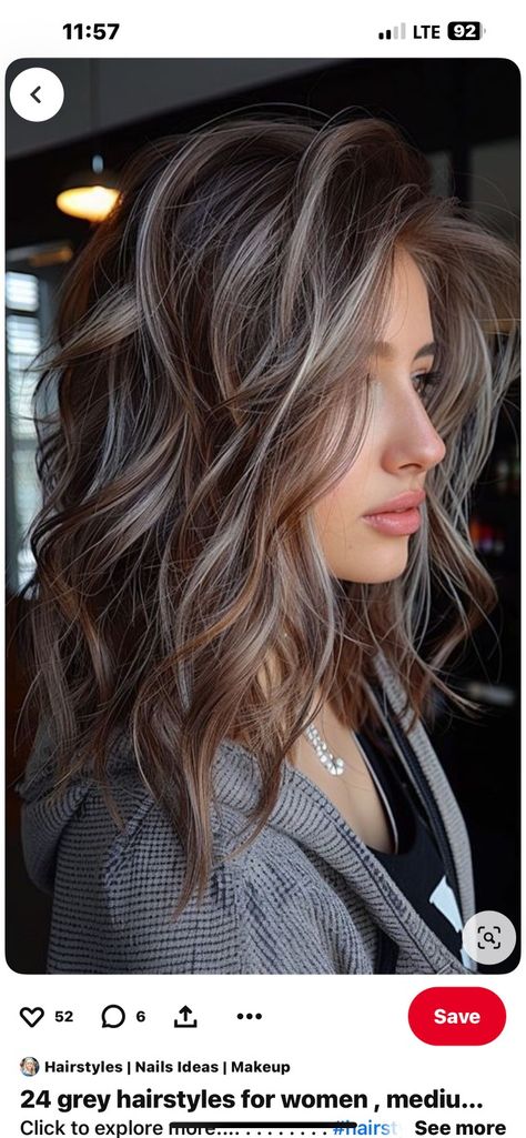 Grey Blending, Long Hair Highlights, Brunette Hair With Highlights, Dark Hair With Highlights, Brown Hair With Blonde Highlights, Blending Gray Hair, Ash Blonde Hair, Hair Color Techniques, Balayage Hair Blonde