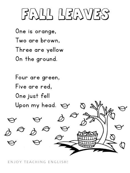 Autumn Poems For Kids, Poem For Kids In English, Fall Poems For Preschool, Autumn English Activities, Fall Poems For Kids, Fall Poem, Autumn Poem, Fall Poems, Fall Leaves