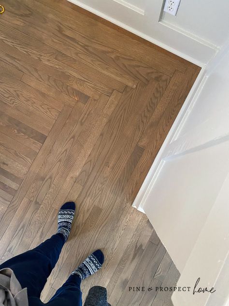 Red Oak Hardwood Floors Stains, Hardwood Floor Stain Colors, Oak Floor Stains, Pine And Prospect Home, Pine And Prospect, Floor Stain Colors, Wood Floor Stain Colors, Floor Inspiration, Red Oak Hardwood Floors