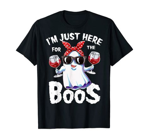 Halloween Ghost I'm Just Here For The Boos Top #ad #amazon #halloween #ghost #boos #party Fun Halloween Treats, Amazon List, Here For The Boos, Ghost Shirt, Freddy Krueger, Falling Leaves, Disney Halloween, Halloween Women, T Shirt Ideas