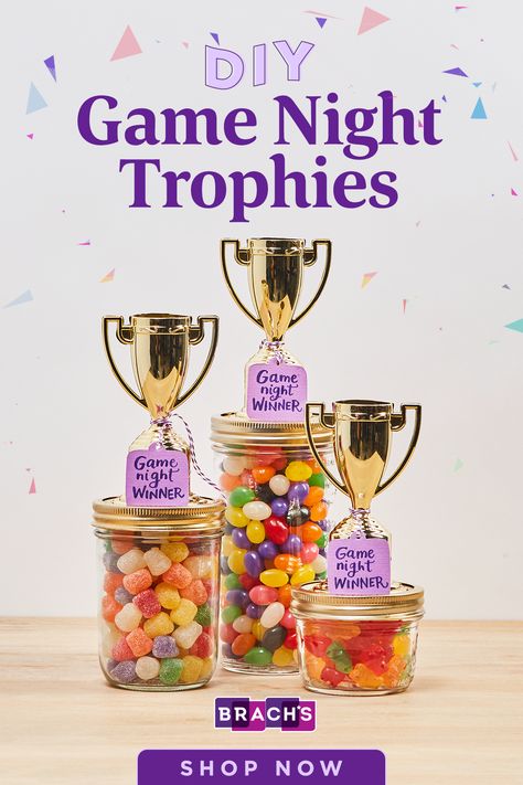 The whole family wins with this fun candy-filled craft! Candy Trophy, Jello Drink, Shots Jello, Candy Shots, Spice Drops, Diy Farmhouse Decoration, Gymnast Birthday Party, Game Night Parties, Gymnastics Birthday