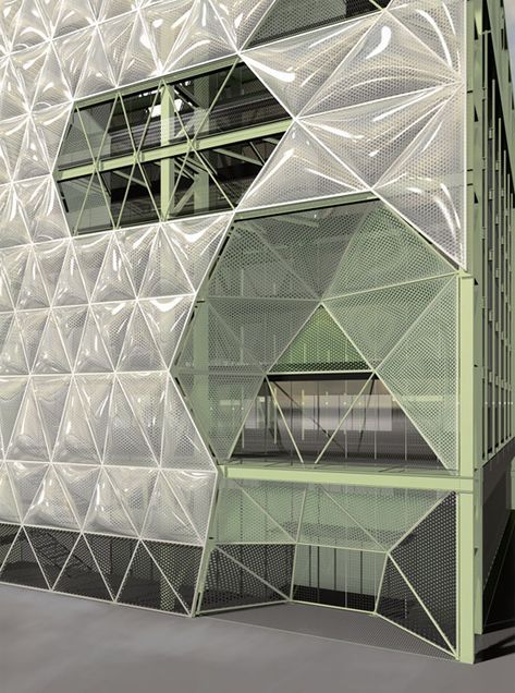 Etfe Facade, Etfe Architecture, Kinetic Facade, Cloud Building, Plastic Cladding, Concrete Formwork, Architecture Drawing Presentation, Architecture Wallpaper, Architecture Design Concept