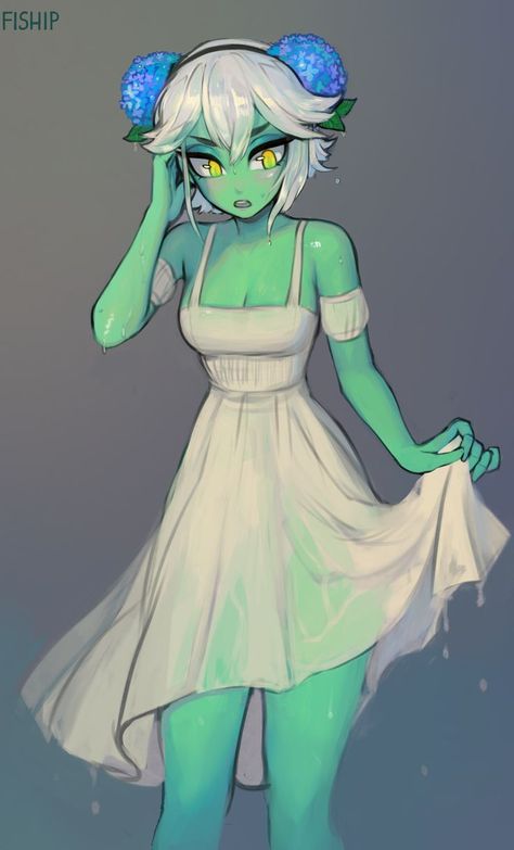 Fiship Art, Slime Character Art, Unique Oc, Plant Creature, Plant Character, Plant Monster, Monster Girls, Cute Sketches, Tech Art