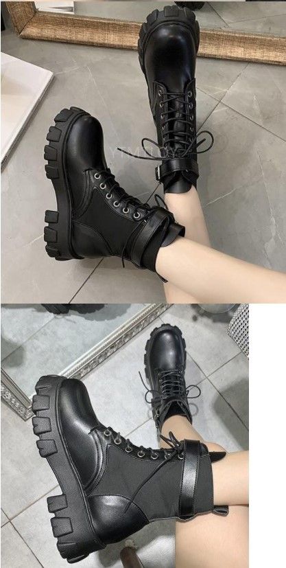 Black Platform Stylish Combat Boots sold by KoKo Fashion on Storenvy Goth Combat Boots, Black Platform Combat Boots, Combat Boots Aesthetic Grunge, Black Combat Boots Women, Kpop Boots, Combat Boots Aesthetic, Fashion Combat Boots, Cute Black Boots, Boots Aesthetic