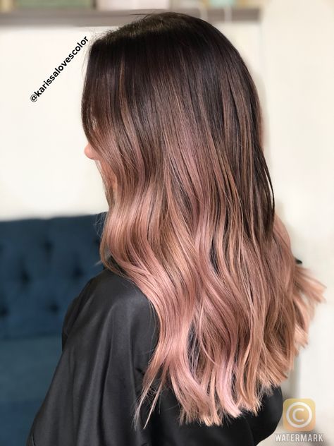 Rose Gold Gloss Hair, Rose Brunette, Gloss Hair, Peach Hair Colors, Baby Lights, Bronze Hair, Colourful Hair, Peach Hair, Brunette Balayage