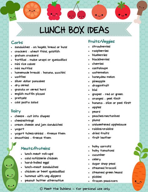 lunch box ideas to print and keep inside a cabinet for quick reference. Lunch Box Ideas, Diet Vegetarian, Think Food, School Snacks, Pack Lunch, Kids Lunchbox, Bento Lunch, Lunch Snacks, Toddler Meals