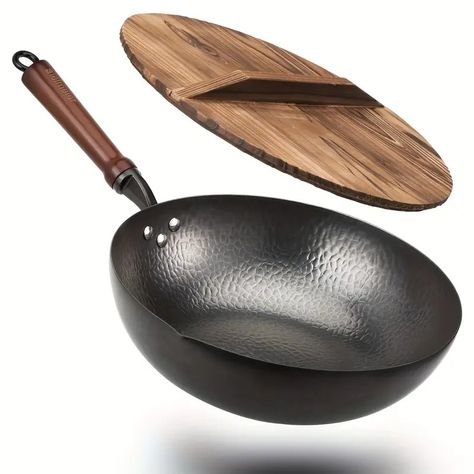 Wok Pan Woks Stir Fry Pans Carbon Steel Wok Flat - Temu Carbon Steel Wok, Wok Pan, Woks, Induction Cooktop, Cooking Method, Frying Pan, Womens Clothing Sizes, Stir Fry, Carbon Steel