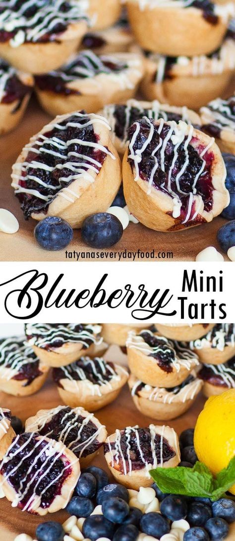 Mini Blueberry Pie Tarts (video) Mini Blueberry Pie, Blueberry Tarts, Mini Blueberry Pies, Mini Tart Recipes, Butter Crust, Blueberry Tart, Blueberry Pie Filling, Berry Tart, Tart Dessert