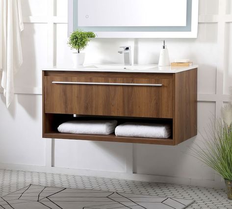 Open Shelf Bathroom Vanity | Hunker Single Sink Floating Bathroom Vanity, Floating Bathroom Cabinets, Floating Bathroom Vanity The Home Depot, Yurt Bathroom, Laundry Vanity, Float Fountin Bathroom Vanity, Floating Vanity Bathroom Lowe's, Bathroom Floating Vanity, Basin Ideas