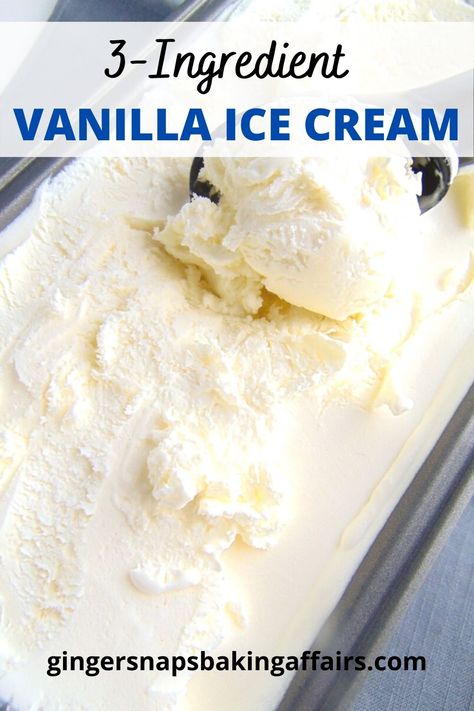 Homemade vanilla ice cream made with just 3 ingredients: Sweetened condensed milk, vanilla extract, and heavy cream. Make this easy ice cream at home without an ice cream maker.   #vanillaicecream #nochurnicecream #vanilla #icecream #homemade #frozendessert Homemade Ice Cream Without Heavy Cream, Ice Cream Without Heavy Cream, Ice Cream Mcd, Fancy Ice Cream, Dark Chocolate Ice Cream, Easy Homemade Ice Cream, Fudge Ice Cream, Vanilla Ice Cream Recipe, Ice Cream Freezer