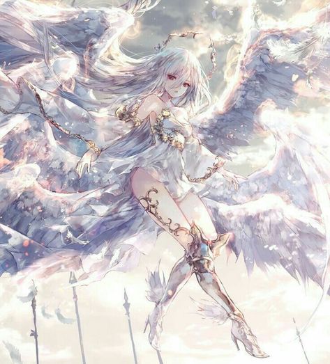 Girl With White Hair, Japon Illustration, Anime Warrior, Arte Fantasy, 판타지 아트, Anime Angel, An Anime, White Hair, Fantasy Character Design