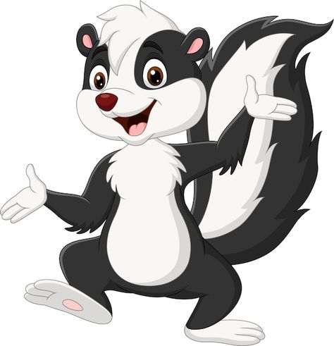 Cartoon skunk presenting on white | Premium Vector #Freepik #vector #happy-animals #funny-animals #animal-mascot #cub Cartoon Skunk, Premium Vector Cartoon, Inkscape Tutorials, Cute Raccoon, Vector Sketch, Vector Cartoon, Animal Clipart, Cute Cats And Dogs, Cartoon Styles