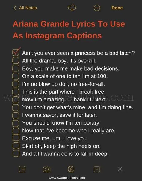 I Love You In Ariana Grande Lyrics, Ariana Grande Insta Captions, Ariana Grande Instagram Captions, Bloodline Ariana Grande Lyrics, Ariana Grande Lyrics Captions, Ariana Grande Captions, Ariana Grande Bio, Ariana Grande Songs Lyrics, Ariana Lyrics