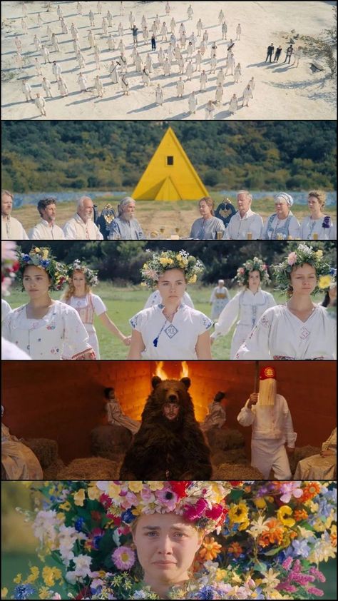 Midsommar by Ari Aster Midsommar Bear Scene, Midsommar Movie Pfp, Midsommar Movie Scene, Midsommar Symbol, Midsommar House, Midsommar Movie Aesthetic, Midsommar Cinematography, Midsommar Stills, Midsommar Aesthetic Art