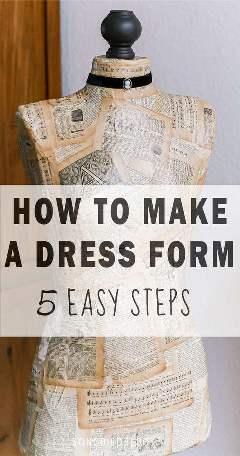 Make your own dress form with this simple tutorial. Lots of tips for making a duct tape mannequin yourself. It is way easier than you think! How To Use A Mannequin For Sewing, Making A Dress Form Diy, Dress Form Diy How To Make, Diy Dressmakers Dummy, Chicken Wire Dress Form Diy, Diy Dress Stand, Diy Sewing Dummy, Duct Tape Mannequin Diy, Manniquine Diy