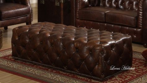 Chesterfield Ottoman Chesterfield Ottoman, Vintage Furniture Design, Home Furnishing Stores, Chesterfield Chair, Upholstered Ottoman, Leather Ottoman, Vintage Leather, Vintage Furniture, Home Projects